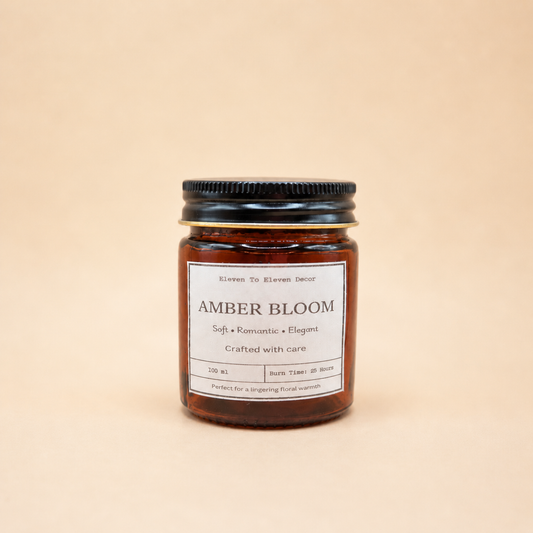 Soy Wax Scented Candle Amber Glass Jar: Amber Bloom