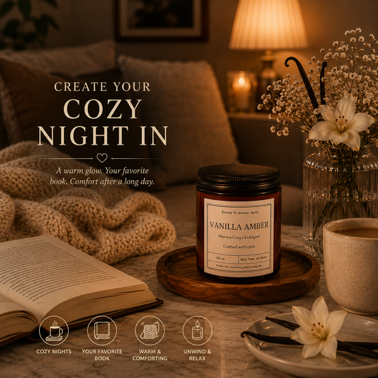Soy Wax Scented Candle Amber Glass Jar: Vanilla Amber