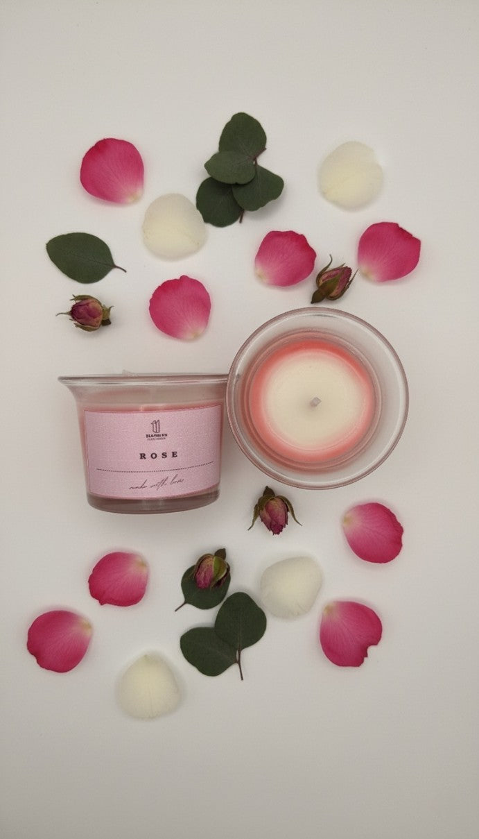 Rose Scented Jar Candle | Soy Wax Candle | 10 Hours Burn Time | 120g Aromatherapy Glass Candle for Home Decor, Meditation, Spa, Romantic Dinner & Gifting