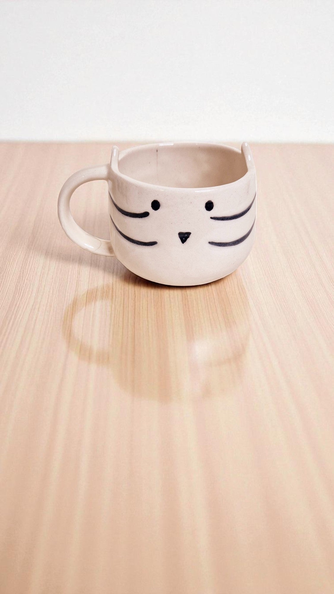 Handmade Ceramic Kitty Coffee Mug 200 ml | Cute Cat Whiskers & Ears Design Cup | Stoneware Tea, Milk & Hot Chocolate Mug | Adorable Drinkware for Kids, Girls & Cat Lovers