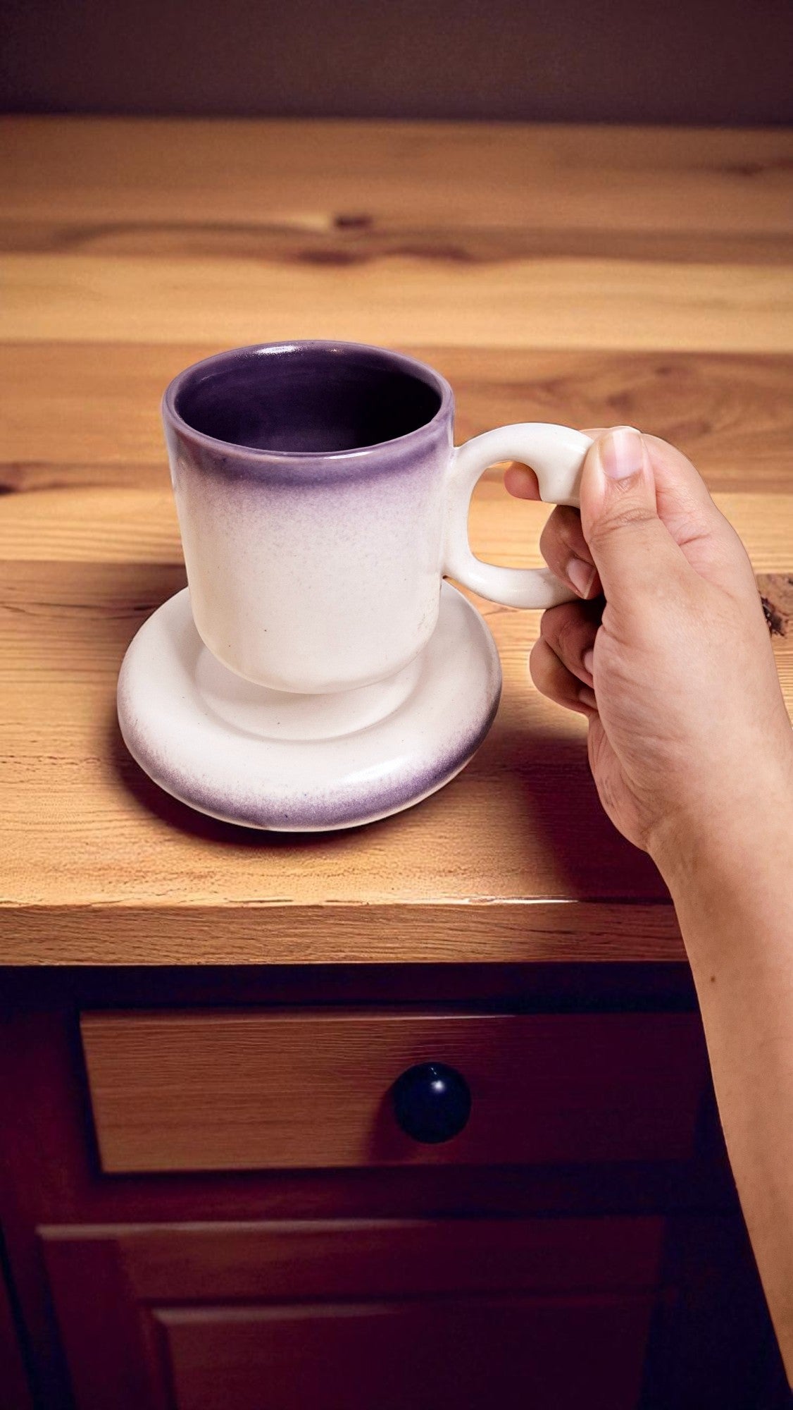 Handcrafted Ceramic 300 ml Cup & Saucer Set – Artisan-Made Tea & Coffee Set | Unique Drinkware for Gifting | Microwave & Dishwasher Safe