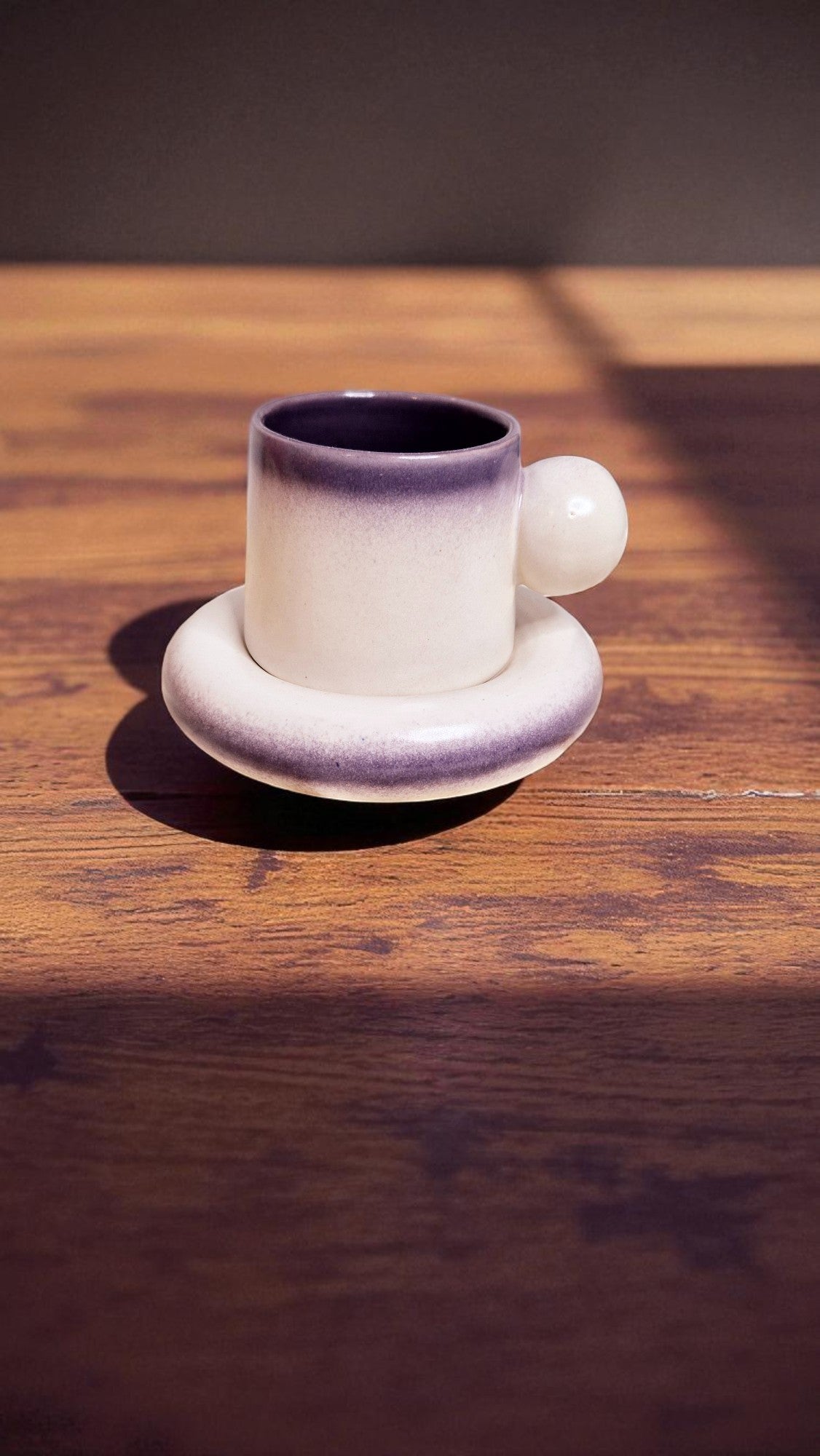 Dreams Cup and Saucer Set, Pinterest Ceramic Hand Painted Coffee Mug, Tea Cup | Birthday Gift | Candy Coffee Mug | Purple and White Cup and Plate Set | 300ml