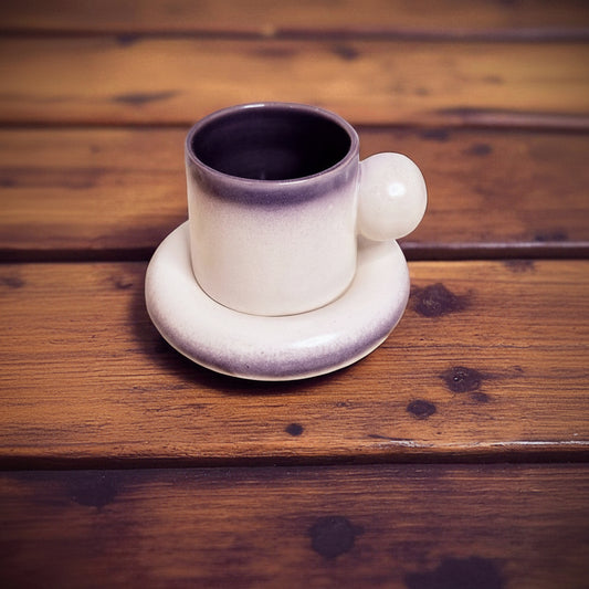 Dreams Cup and Saucer Set, Pinterest Ceramic Hand Painted Coffee Mug, Tea Cup | Birthday Gift | Candy Coffee Mug | Purple and White Cup and Plate Set | 300ml