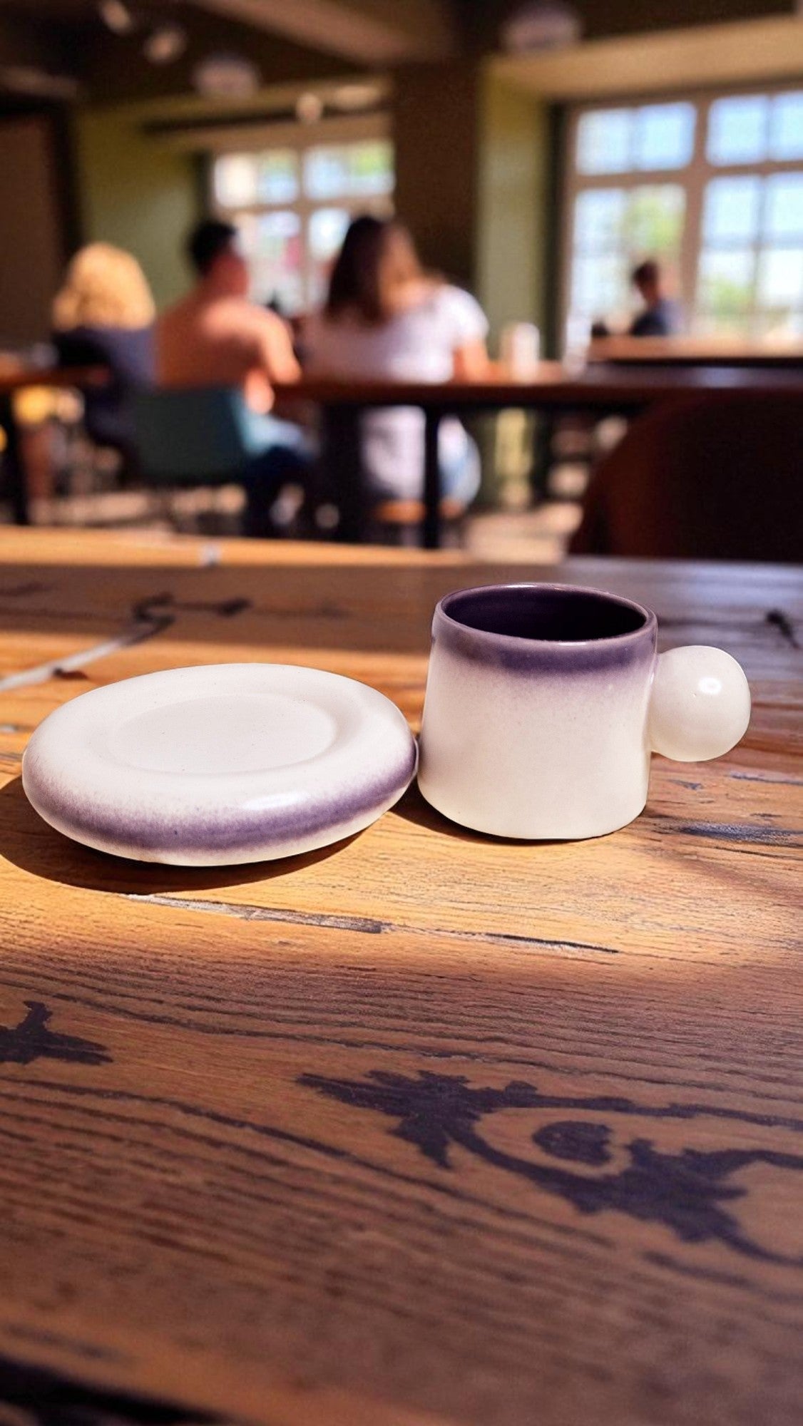 Dreams Cup and Saucer Set, Pinterest Ceramic Hand Painted Coffee Mug, Tea Cup | Birthday Gift | Candy Coffee Mug | Purple and White Cup and Plate Set | 300ml