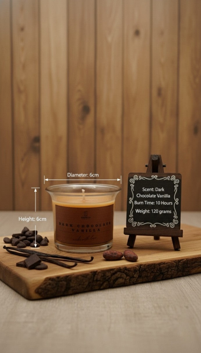 Dark Chocolate Vanilla Scented Open Jar Candle | Soy Wax | 10 Hours Burn Time | Strong & Long-Lasting Aroma | Home Decor, Relaxation, Spa & Gifting-120g