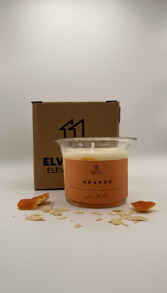 Orange Scented Aromatherapy Candle – 120gm Soy Wax | Elegant Glass Jar | 10-Hour Burn Time | Long Lasting Fragrance Candle for Home, Office, Yoga & Meditation