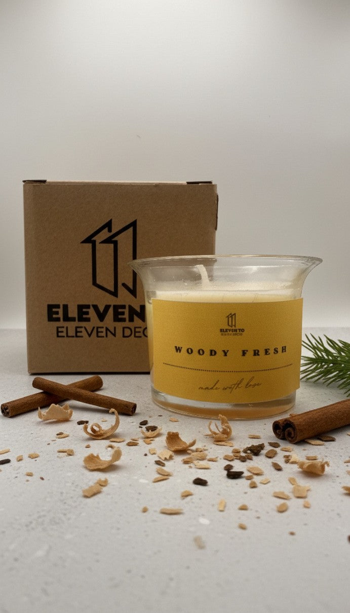 Woody Fresh Scented Jar Candle | 120g Soy Wax Candle | Premium Woody Aroma | 10 Hours Burn Time | Home Decor, Meditation, Spa, Relaxation & Gifting