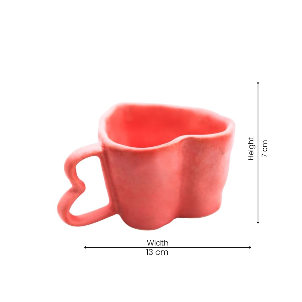 Romantic Pink Heart-Shaped Love-Themed Ceramic Coffee Mug with Curved Handle Cup for Couples, Girlfriend, Home & Office Décor