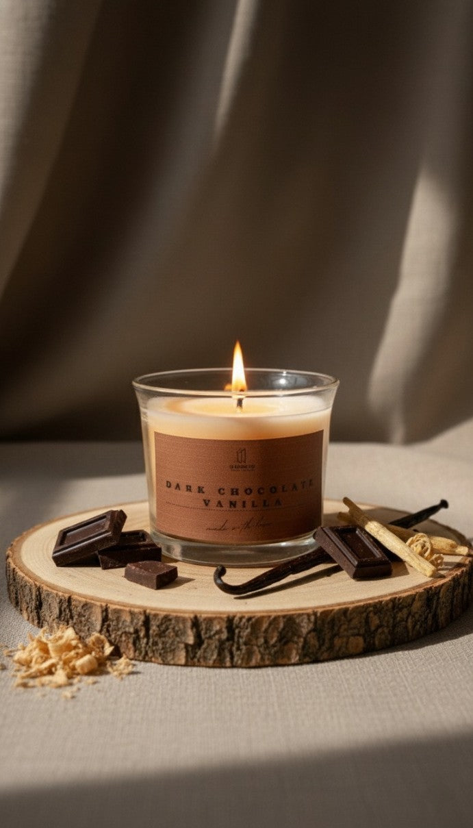 Dark Chocolate Vanilla Scented Open Jar Candle | Soy Wax | 10 Hours Burn Time | Strong & Long-Lasting Aroma | Home Decor, Relaxation, Spa & Gifting-120g