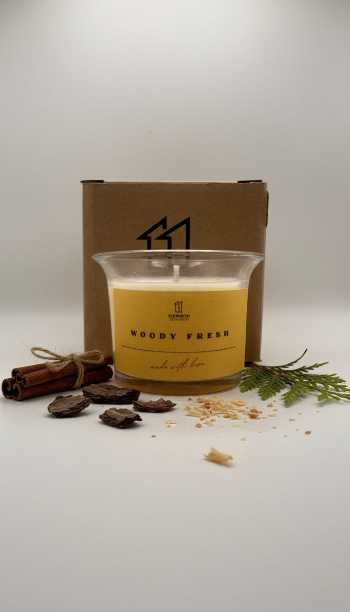 Woody Fresh Scented Jar Candle | 120g Soy Wax Candle | Premium Woody Aroma | 10 Hours Burn Time | Home Decor, Meditation, Spa, Relaxation & Gifting
