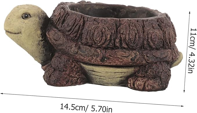 Cute Turtle Shaped Succulent Flower Pot | Handcrafted Resin Turtle Planter | Decorative Animal Design Mini Plant Pot for Desk, Balcony, Home, and Office Decoration