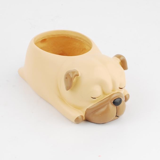 Cute Sleeping Puppy Succulent Planter Pot, Dog Resin Flower Pot, Small Indoor Plant Holder for Succulents, Cactus & Herbs, Decorative Animal Planter for Desk, Home Decor