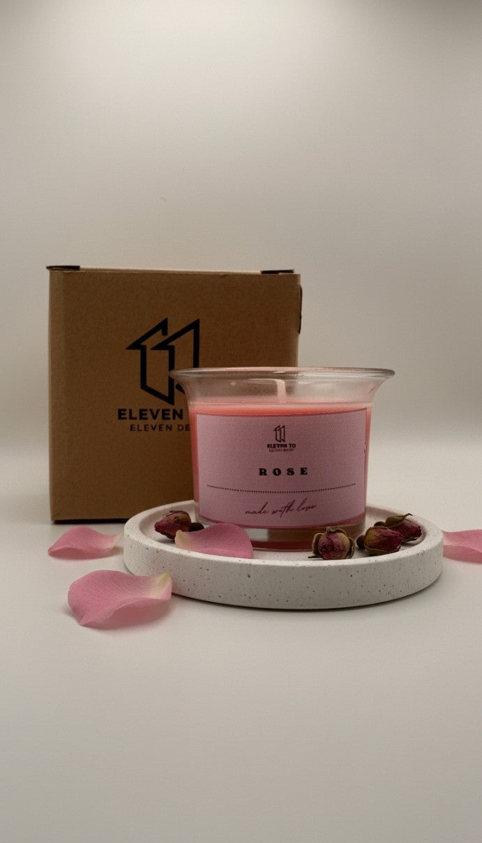 Rose Scented Jar Candle | Soy Wax Candle | 10 Hours Burn Time | 120g Aromatherapy Glass Candle for Home Decor, Meditation, Spa, Romantic Dinner & Gifting