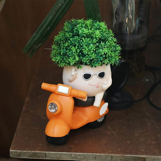 Unique Scooter Flower Pots | Cute Planters Vintage Design, Indoor & Outdoor Plant Holders for Home & Garden | No Plants or Floral Included (Unique Face Planter Pots)