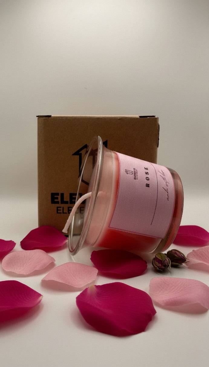 Rose Scented Jar Candle | Soy Wax Candle | 10 Hours Burn Time | 120g Aromatherapy Glass Candle for Home Decor, Meditation, Spa, Romantic Dinner & Gifting