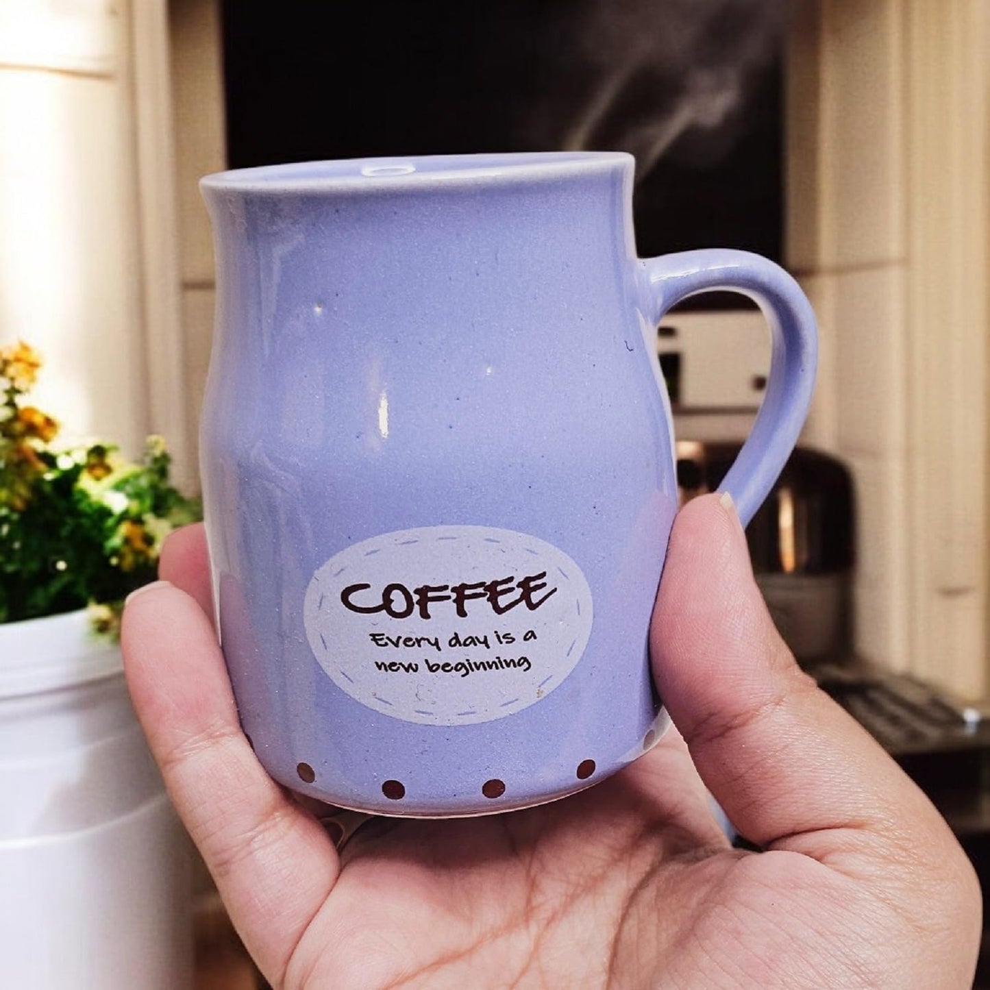 Handmade Ceramic Multicolor Coffee Mugs Set of 6 – Cane Shape Flask Design, 150ml Each | Pottery Coffee Cups | Ideal for Gifting, Kitchen & Daily Use