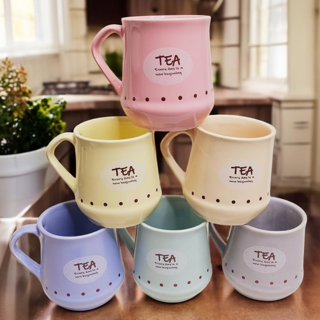 Handmade Ceramic Multicolor Mug Set of 6 – Cane Shape Flask Design, 150ml | Pottery Cups | Ideal for Gifting, Kitchen & Daily Use (Multicolor Tea Mug)