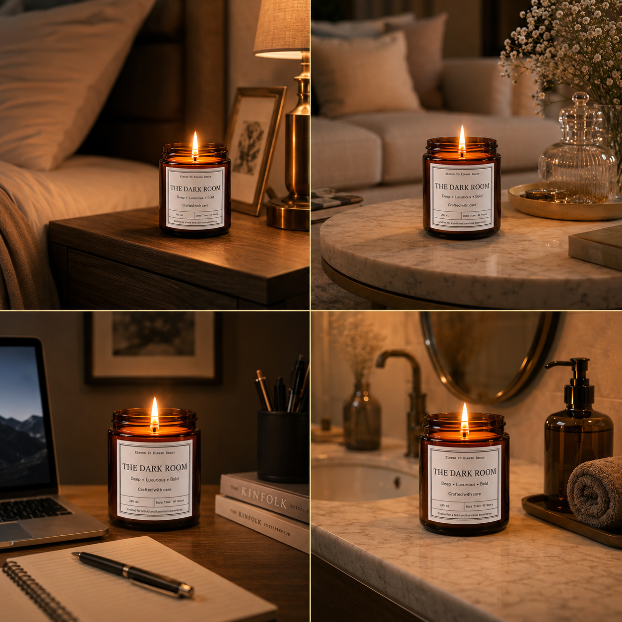Soy Wax Scented Candle Amber Glass Jar: The Dark Room