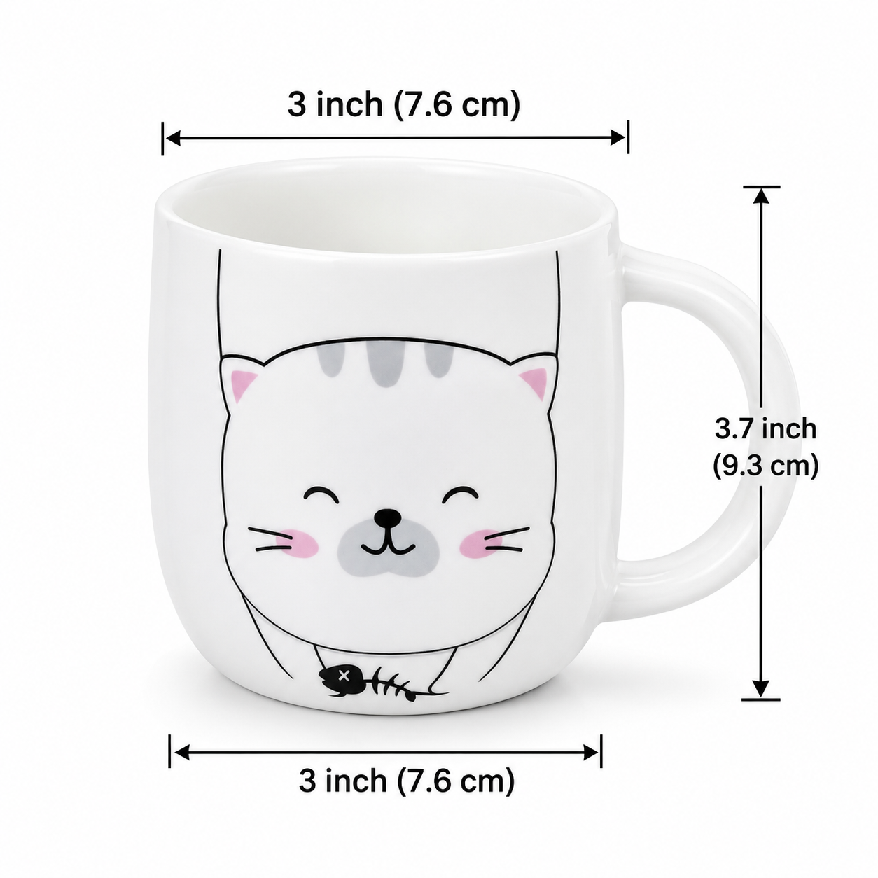 Cute Cat Ears Ceramic Coffee Mug with Lid, Kawaii Cat Mug for Coffee, Tea & Milk, Cute Coffee Cup with Cover, Ceramic Tea Mug for Home, Office & Gift (400ml - White Pink)