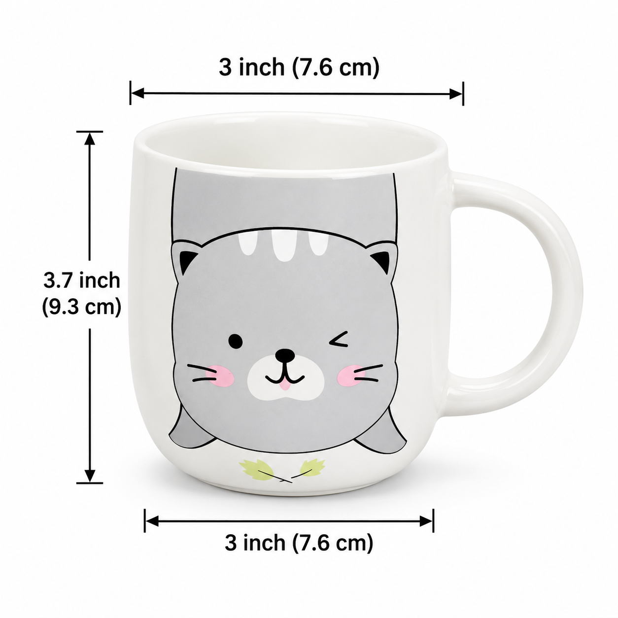 Cute Cat Ears Ceramic Coffee Mug with Lid, Kawaii Cat Mug for Coffee, Tea & Milk, Cute Coffee Cup with Cover, Ceramic Tea Mug for Home, Office & Gift (400ml - Grey)