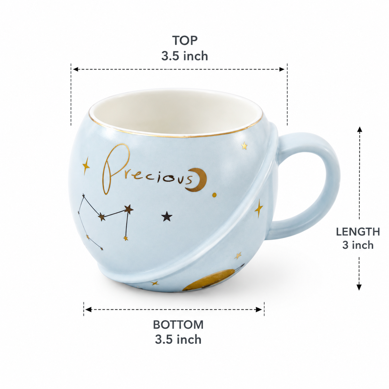 3D Astronaut Ceramic Mug with Lid and Spoon | Planet Coffee Mug for Tea, Coffee, Milk & Hot Chocolate | Cute Space Coffee Cup Gift (400ml - Light Blue)