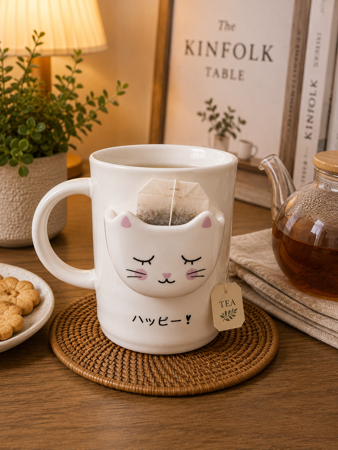 Eleven to Eleven Cute Cat Ceramic Mug with Lid and Spoon | Coffee & Tea Mug | Large Capacity Ceramic Cup | Office Desk Mug | Gift for Women, Men & Cat Lovers (400ml - Pink)
