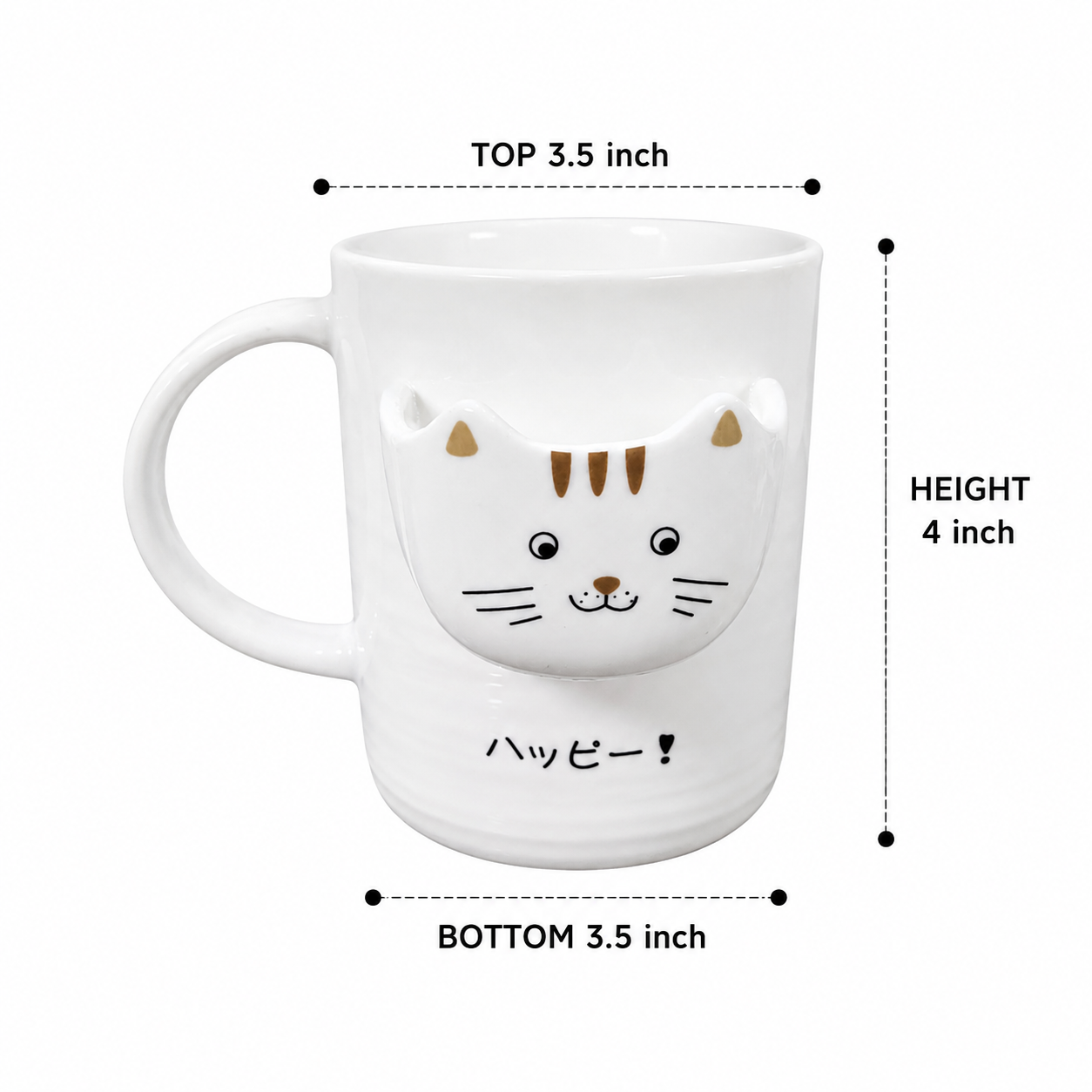 Eleven to Eleven Cute Cat Ceramic Mug with Lid and Spoon | Coffee & Tea Mug | Large Capacity Ceramic Cup | Office Desk Mug | Gift for Women, Men & Cat Lovers (400ml - Brown)