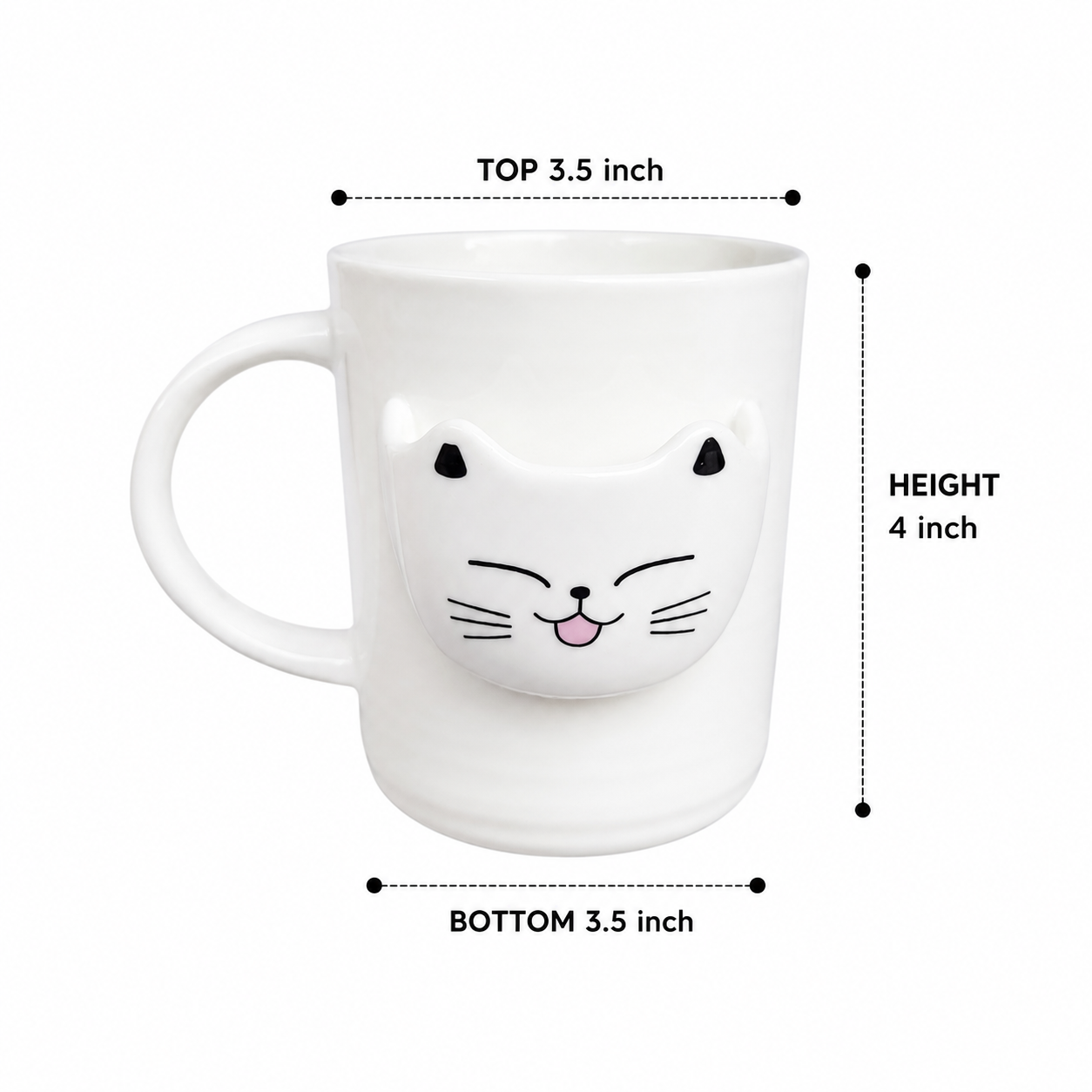 Eleven to Eleven Cute Cat Ceramic Mug with Lid and Spoon | Coffee & Tea Mug | Large Capacity Ceramic Cup | Office Desk Mug | Gift for Women, Men & Cat Lovers (400ml - Black)
