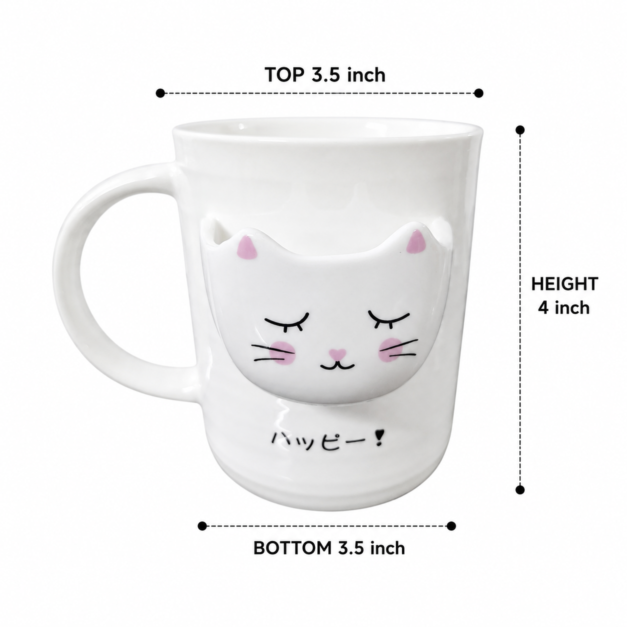 Eleven to Eleven Cute Cat Ceramic Mug with Lid and Spoon | Coffee & Tea Mug | Large Capacity Ceramic Cup | Office Desk Mug | Gift for Women, Men & Cat Lovers (400ml - Pink)