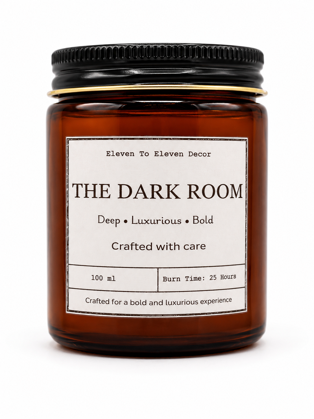 Soy Wax Scented Candle Amber Glass Jar: The Dark Room
