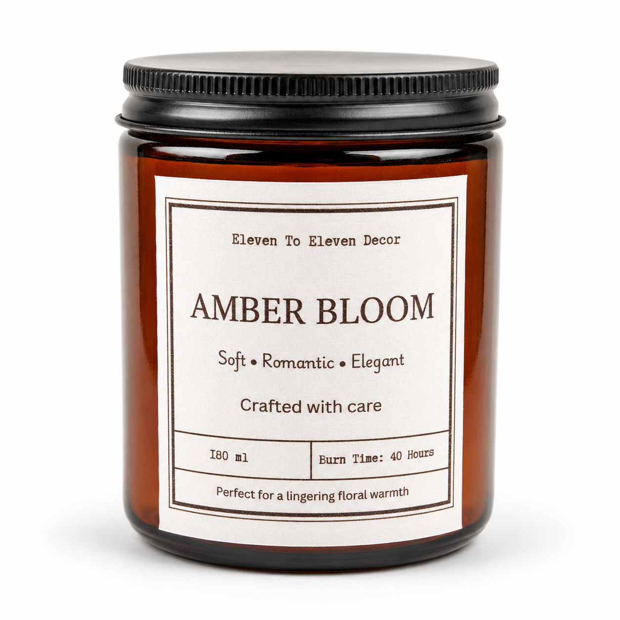 Soy Wax Scented Candle Amber Glass Jar: Amber Bloom