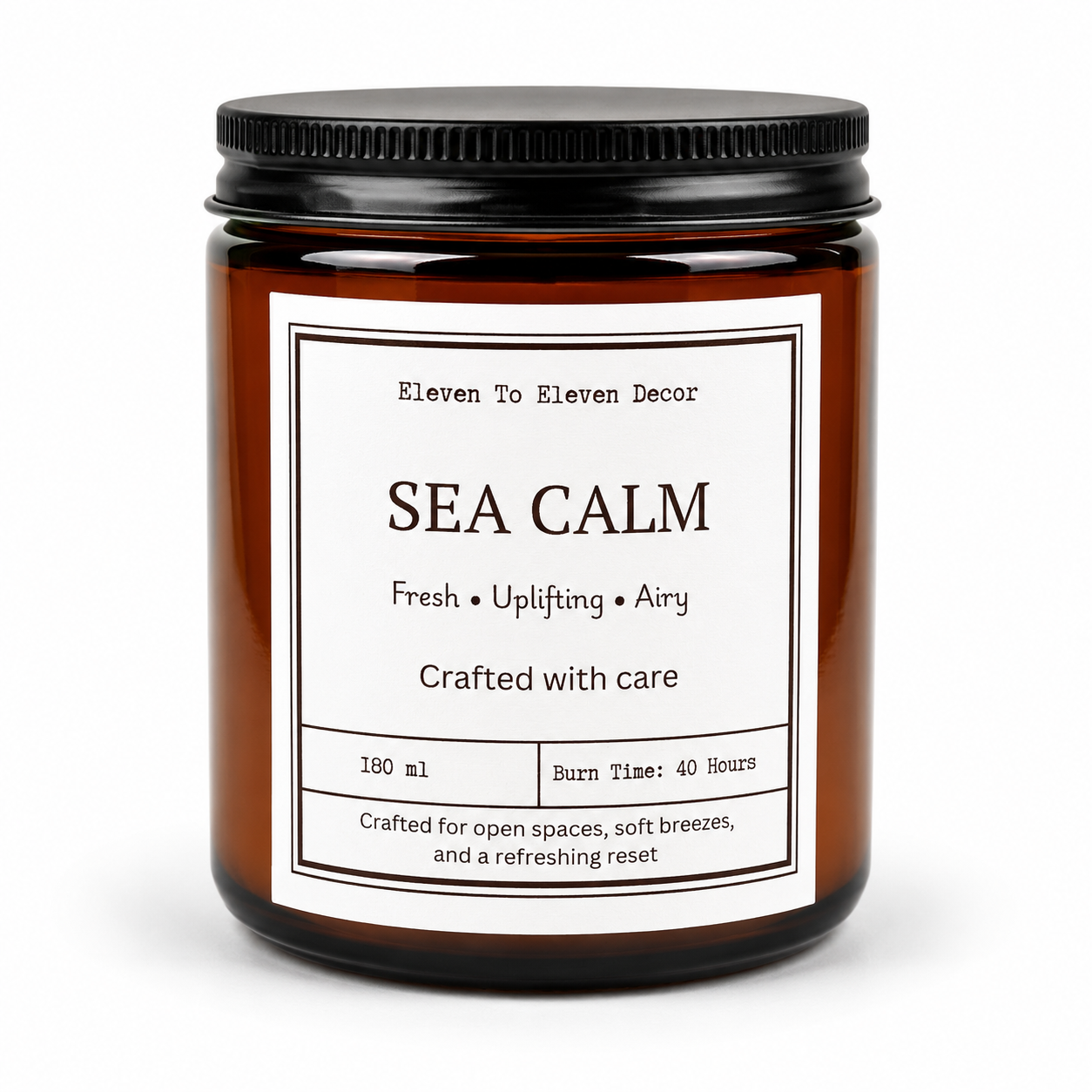 Soy Wax Scented Candle Amber Glass Jar: Sea Calm
