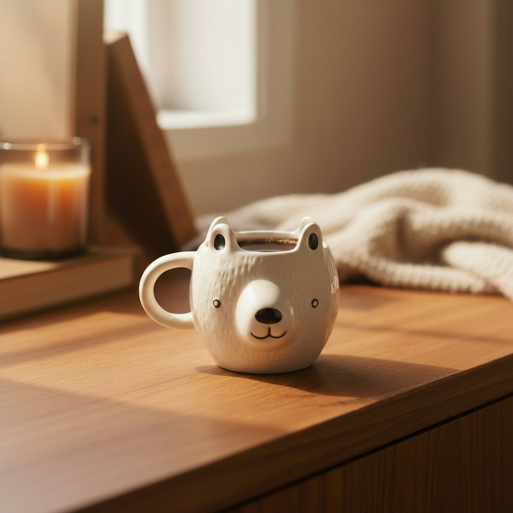 Handmade Ceramic Teddy Bear Shape Coffee Mug 400ml | Adorable Stoneware Coffee Cup for Tea, Hot Chocolate, Milk | Coffee Cup for Kids, Girls, Bear Lovers & Gifting
