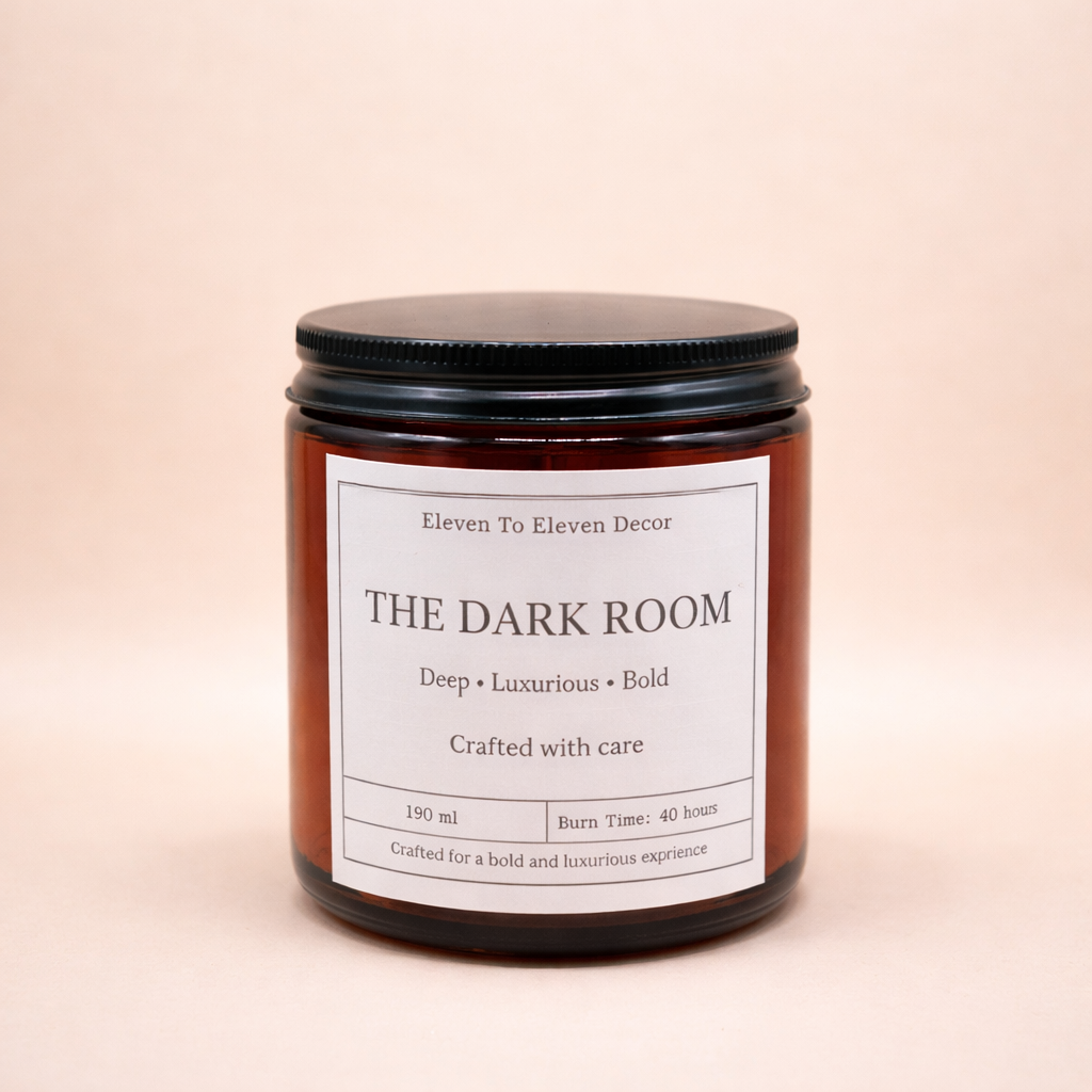 Soy Wax Scented Candle Amber Glass Jar: The Dark Room