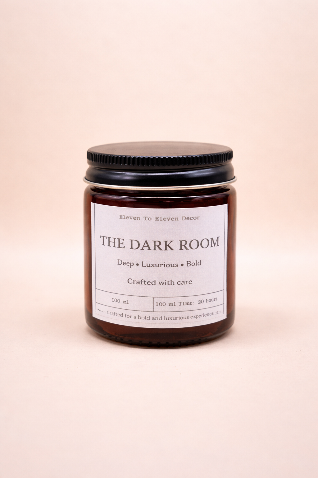 Soy Wax Scented Candle Amber Glass Jar: The Dark Room