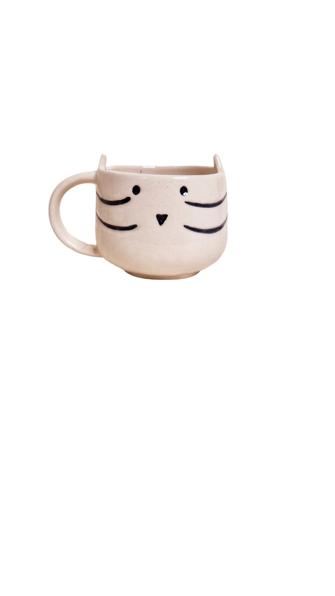 Handmade Ceramic Kitty Coffee Mug 200 ml | Cute Cat Whiskers & Ears Design Cup | Stoneware Tea, Milk & Hot Chocolate Mug | Adorable Drinkware for Kids, Girls & Cat Lovers