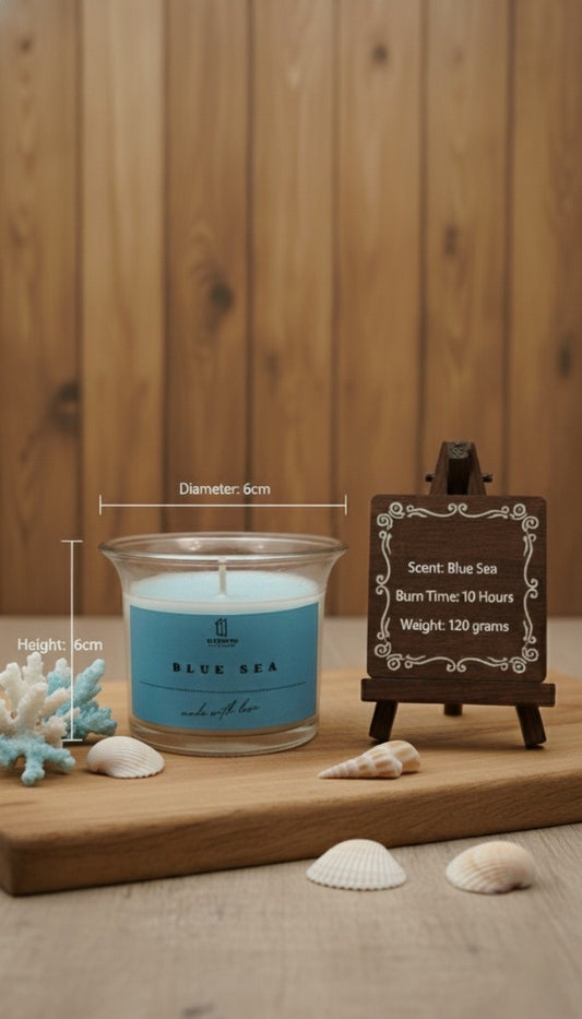 Blue Sea Scented Jar Candle | 120g Soy Wax Candle | 10 Hours Burn Time | Long-Lasting Fresh Ocean Fragrance | Home Decor, Spa, Meditation, Aromatherapy & Gifting